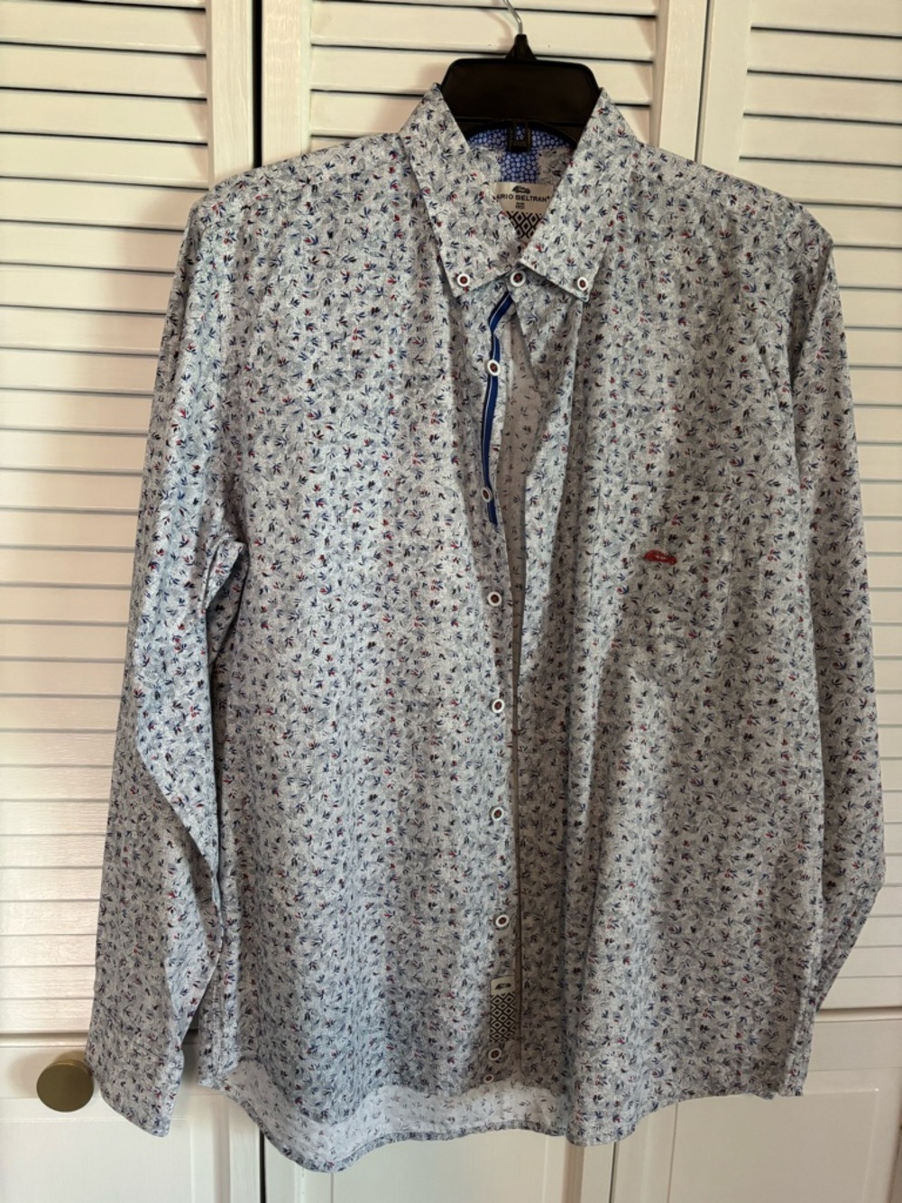Dario Beltran Light Blue Printed Button-Up Shirt